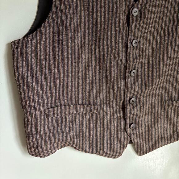 Vintage CITY STREETS Women's M/L Black Pinstripe Vest Retro Cotton Blend Boho - Picture 4 of 7